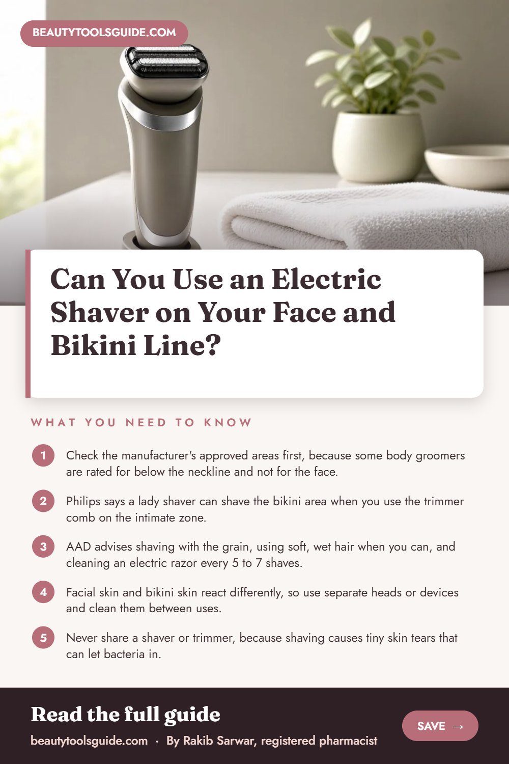 Can You Use an Electric Shaver on Your Face and Bikini Line? - key takeaways infographic