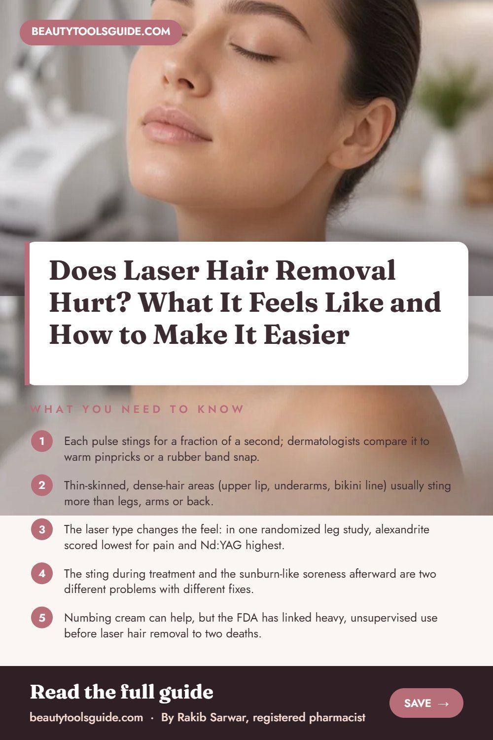 Does Laser Hair Removal Hurt? What It Feels Like and How to Make It Easier - key takeaways infographic