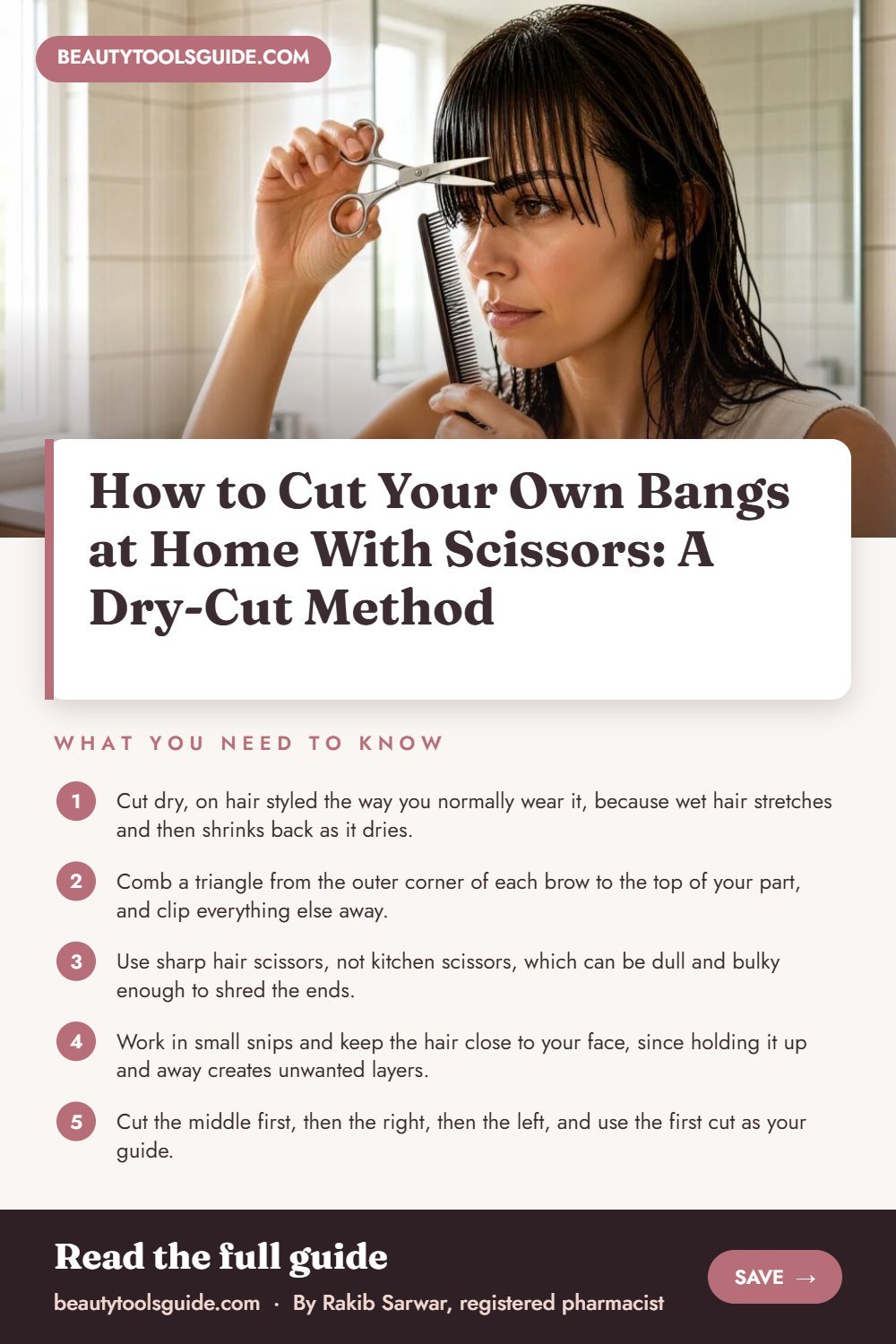 How to Cut Your Own Bangs at Home With Scissors: A Dry-Cut Method - key takeaways infographic