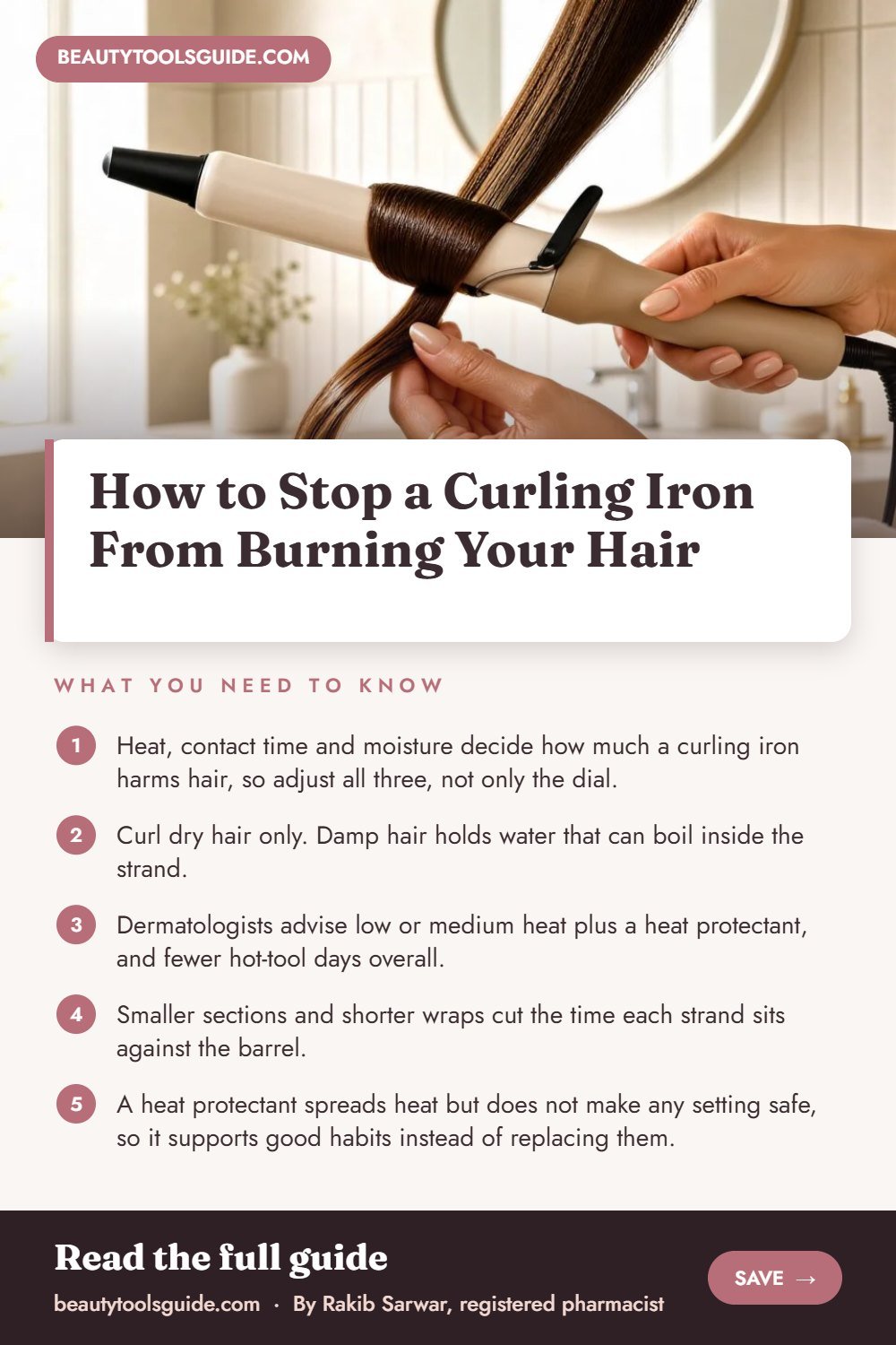 How to Stop a Curling Iron From Burning Your Hair - key takeaways infographic