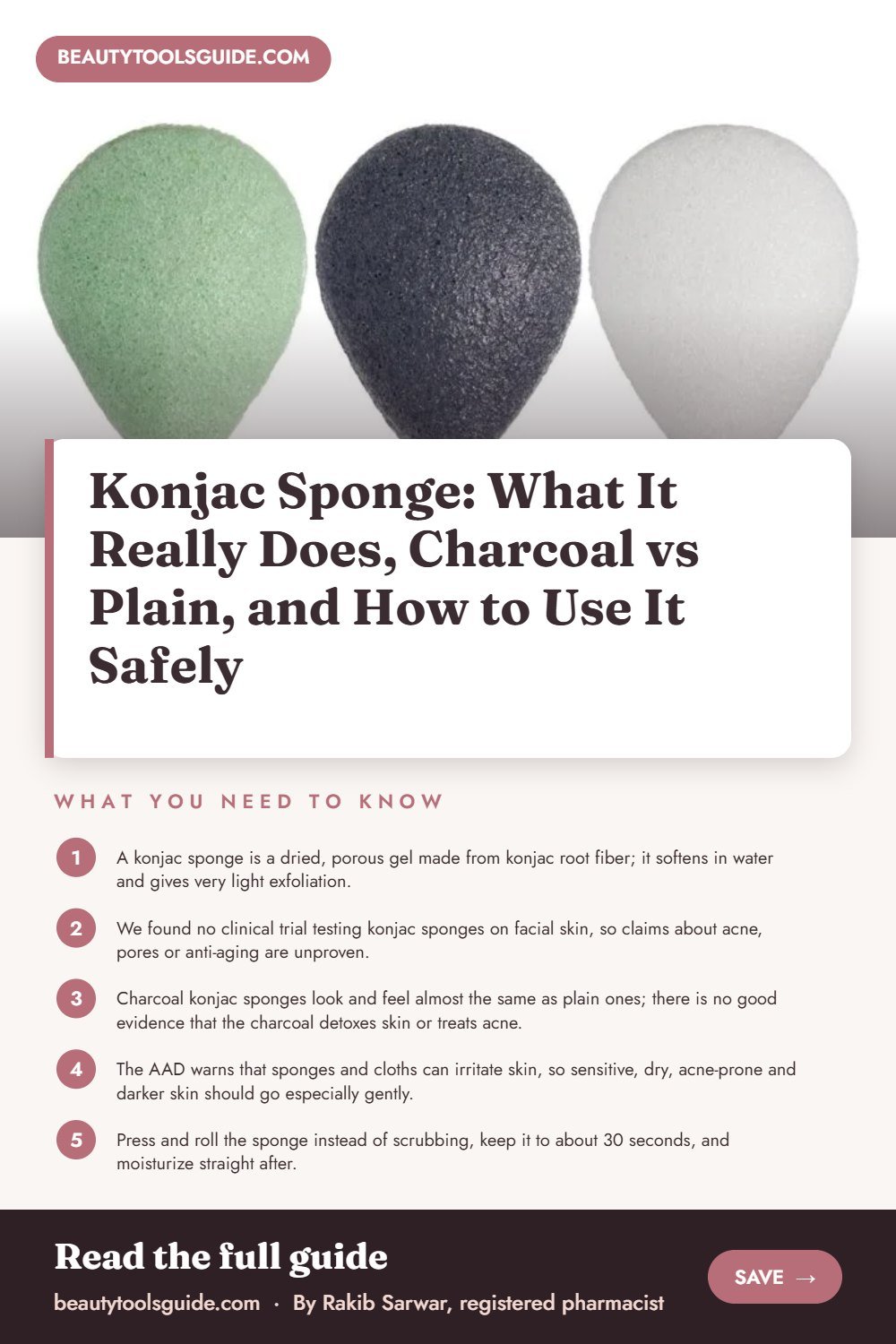 Konjac Sponge: What It Really Does, Charcoal vs Plain, and How to Use It Safely - key takeaways infographic
