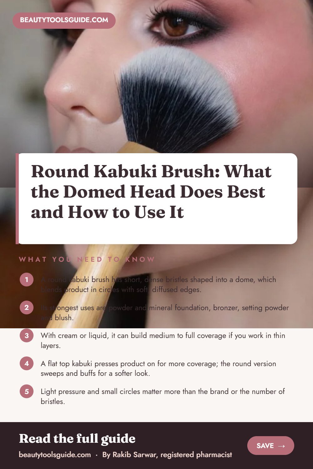 Round Kabuki Brush: What the Domed Head Does Best and How to Use It - key takeaways infographic