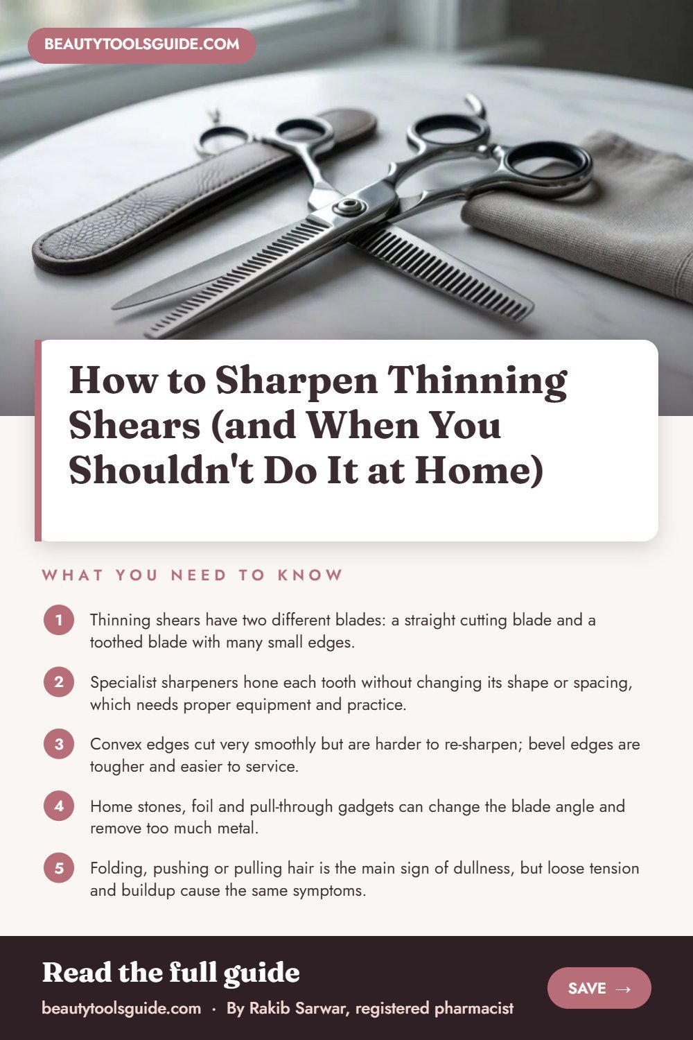 How to Sharpen Thinning Shears (and When You Shouldn't Do It at Home) - key takeaways infographic