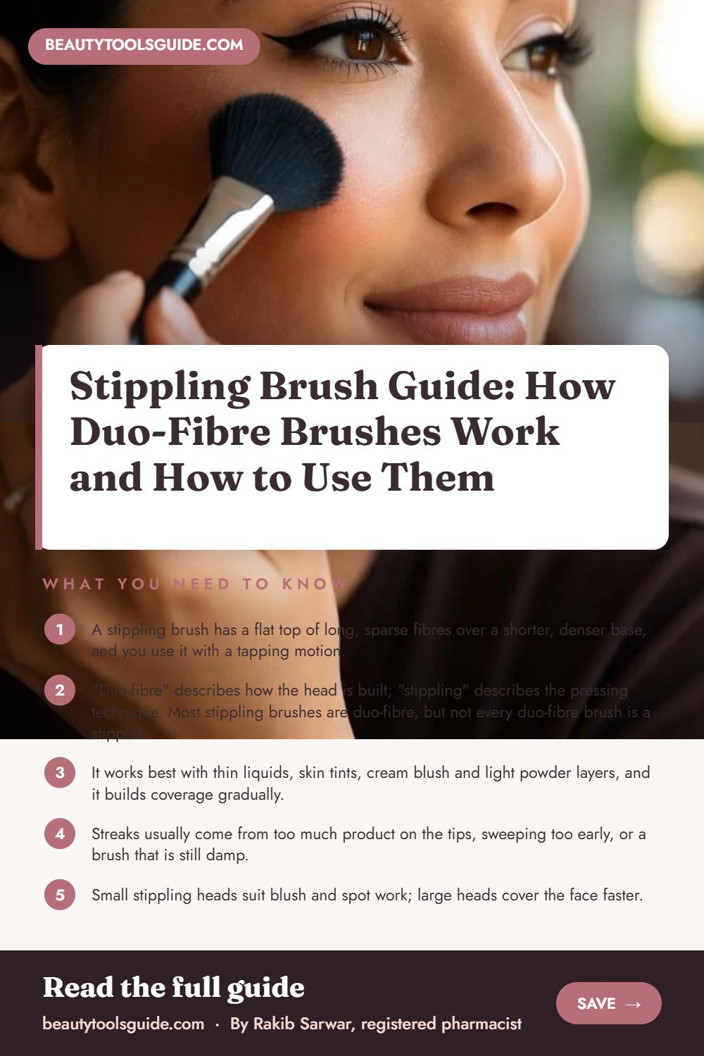 Stippling Brush Guide: How Duo-Fibre Brushes Work and How to Use Them - key takeaways infographic